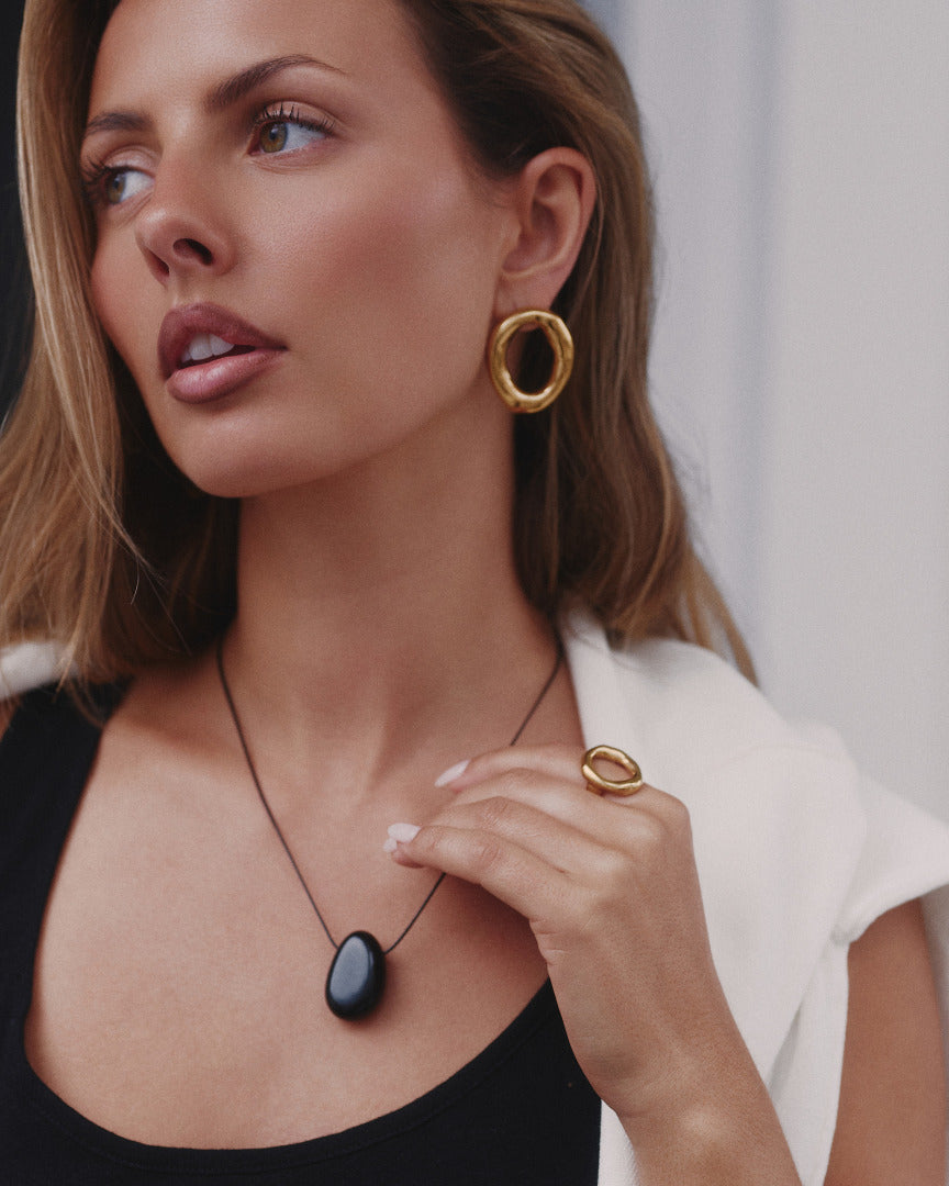 Gold Open Oval Earrings
