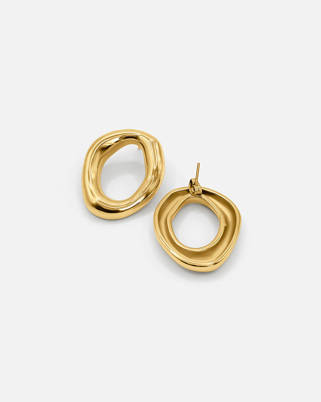 Gold Open Oval Earrings