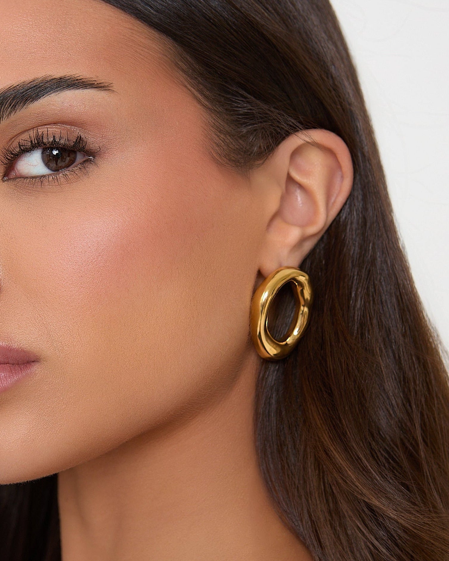 Gold Open Oval Earrings