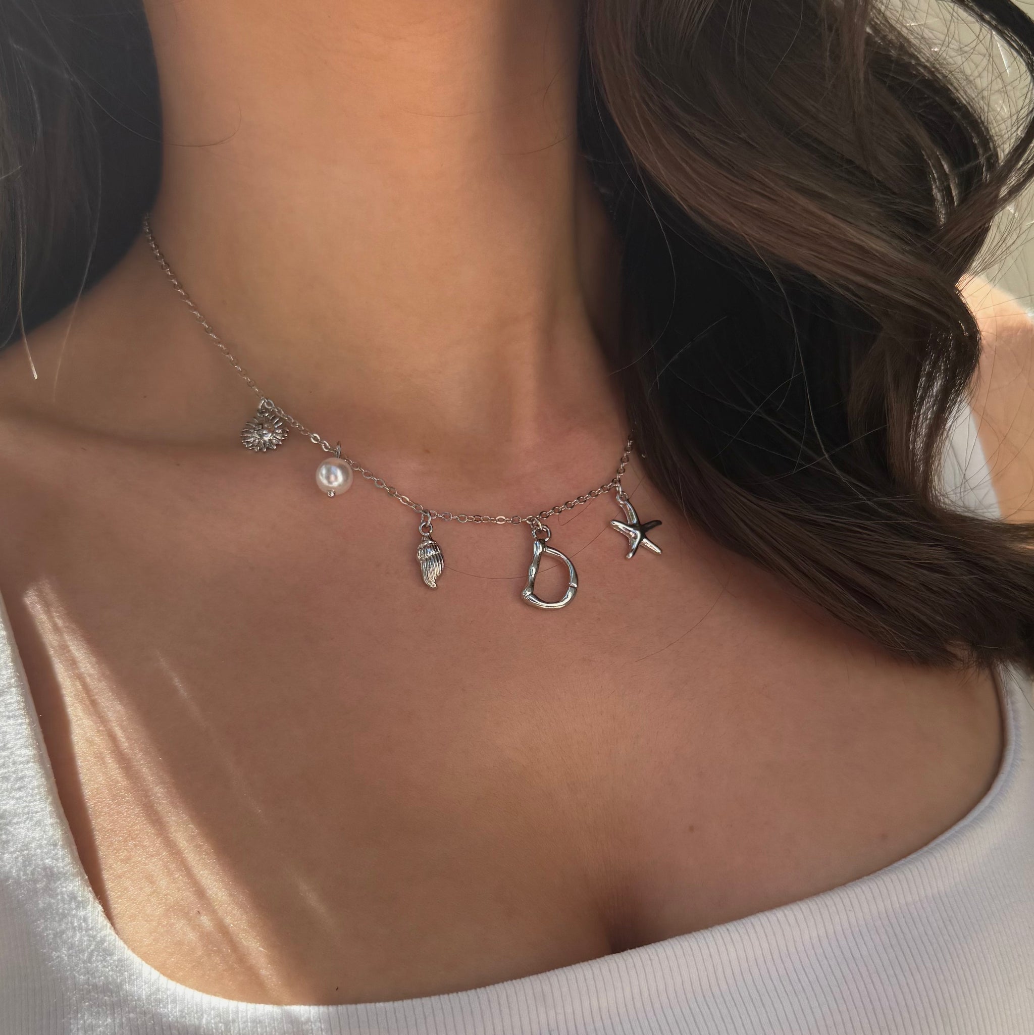 SILVER OCEAN LETTER NECKLACE – SAEGE1