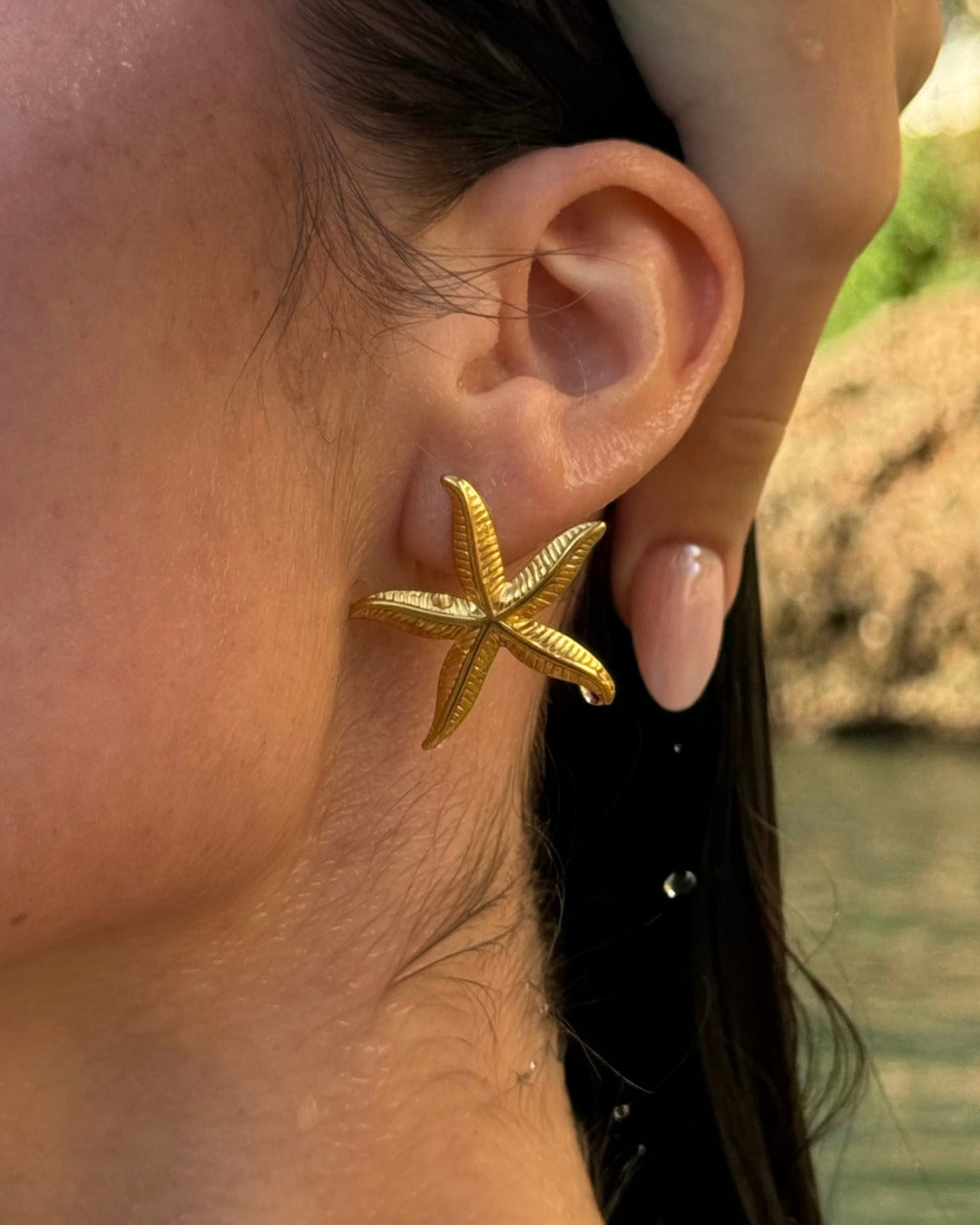Gold Starfish Earrings