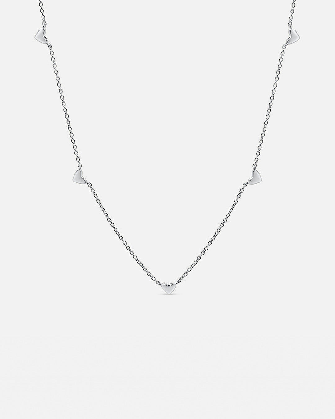Fine Heart Charm Necklace - Silver