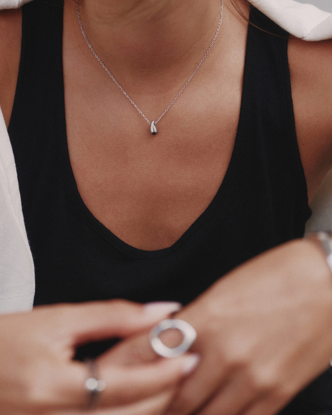 Mini Drop Necklace - Silver