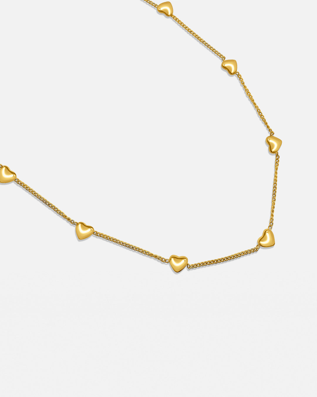 Mini Heart Chain Necklace - Gold
