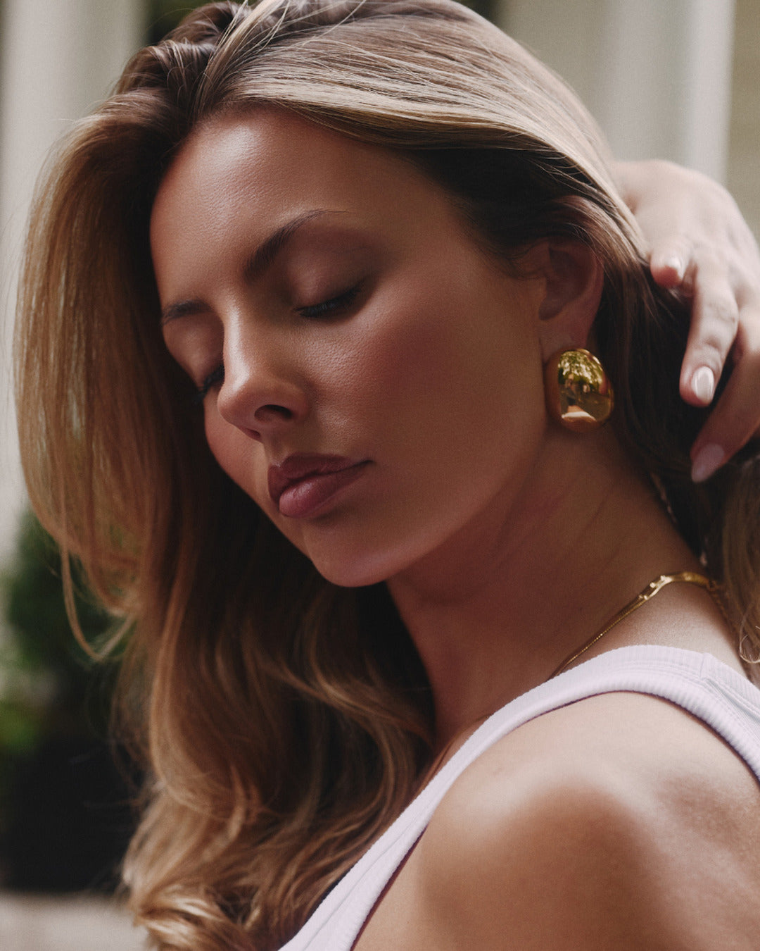 Gold Oval Earrings