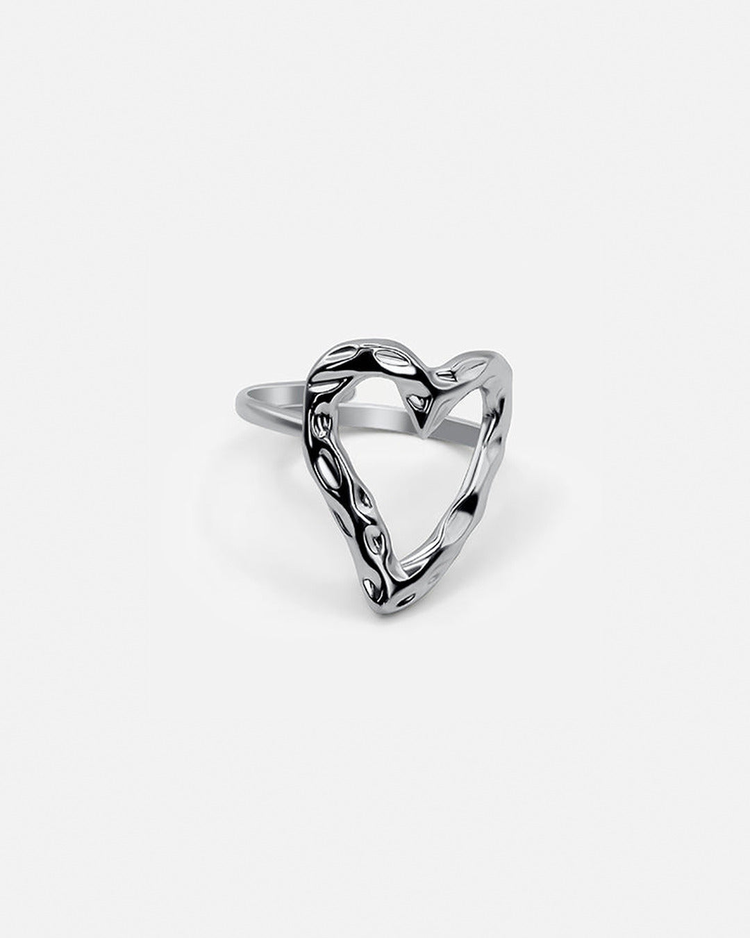 Adjustable Textured Heart Ring