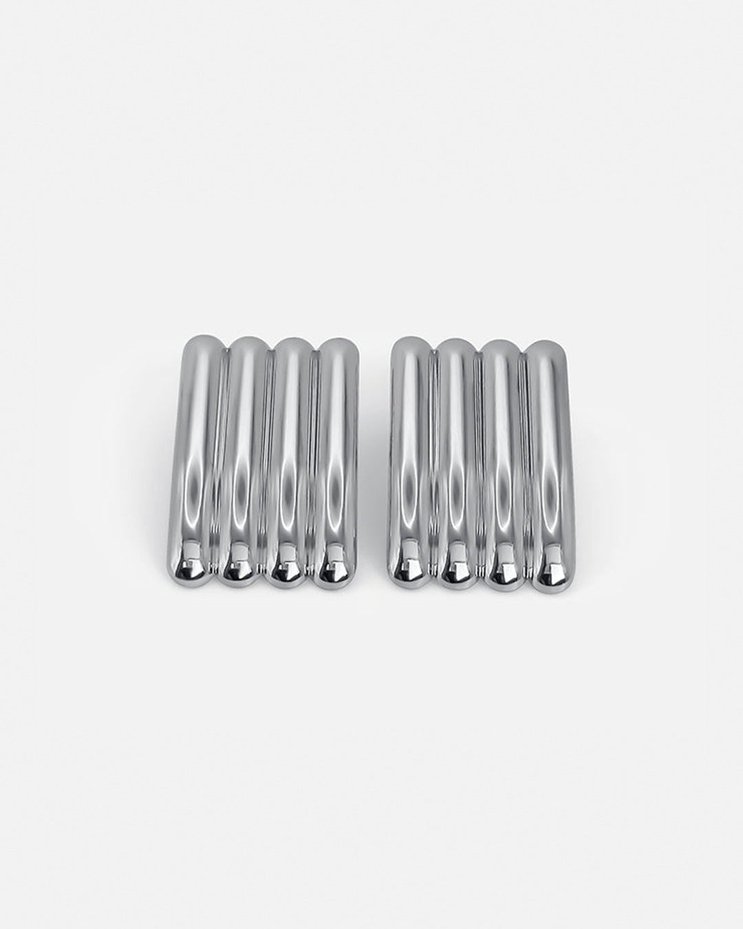 Long Ribbed Earrings Silver
