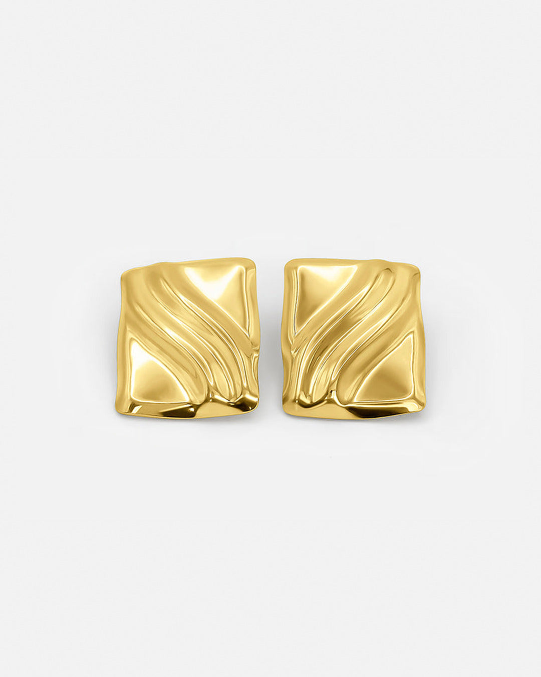 Textured Cube Earrings Gold