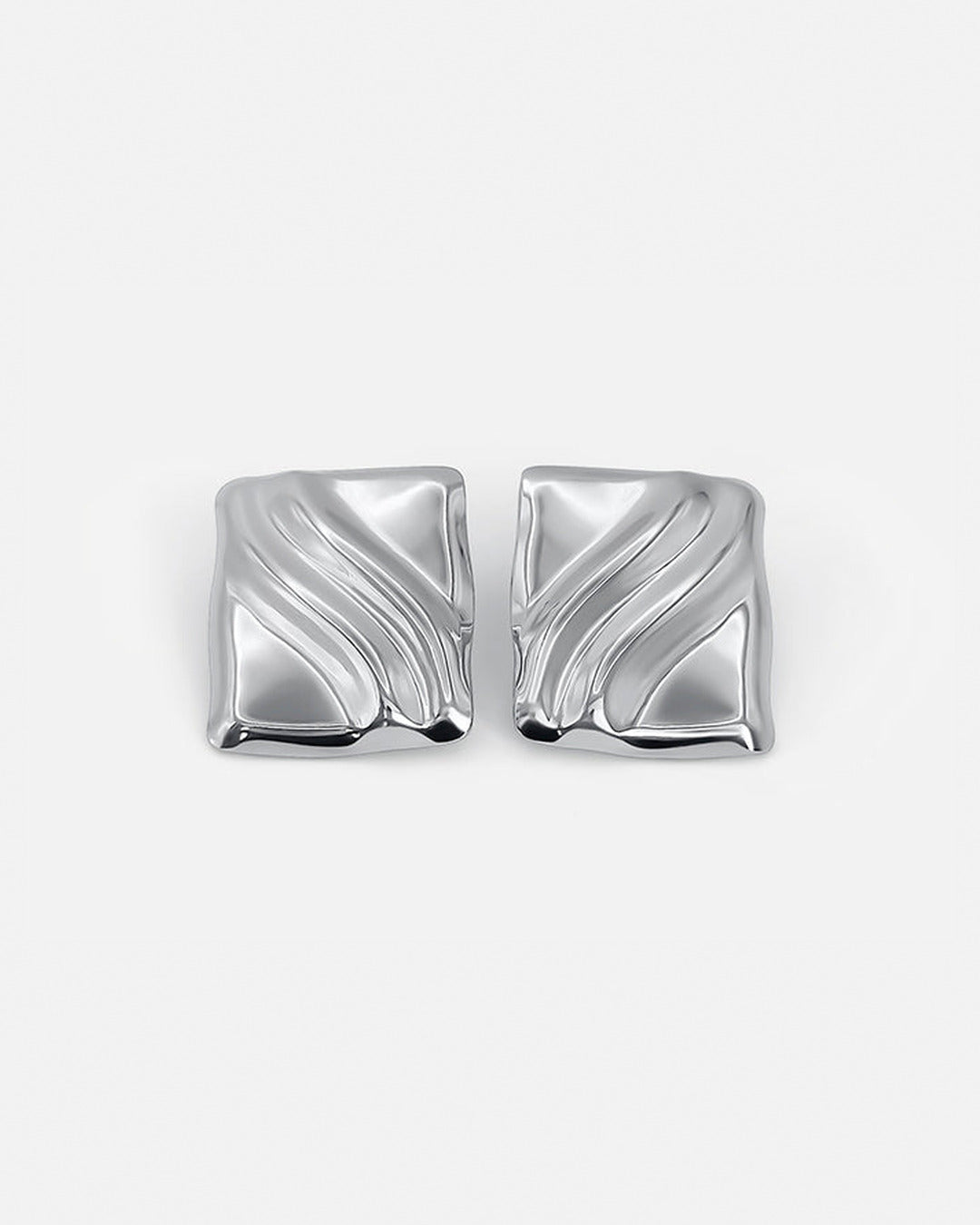 Textured Cube Earrings Silver