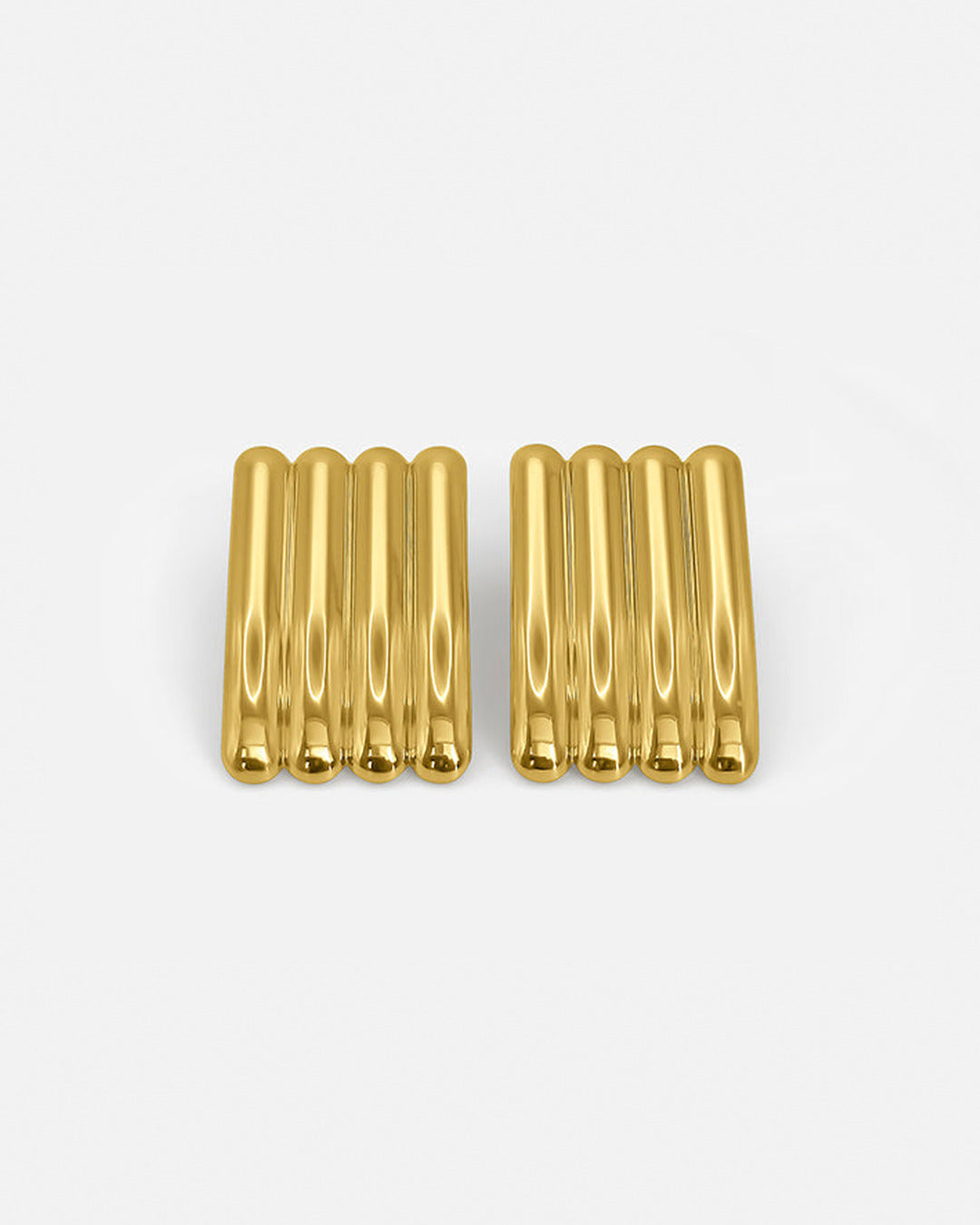 Long Ribbed Earrings Gold