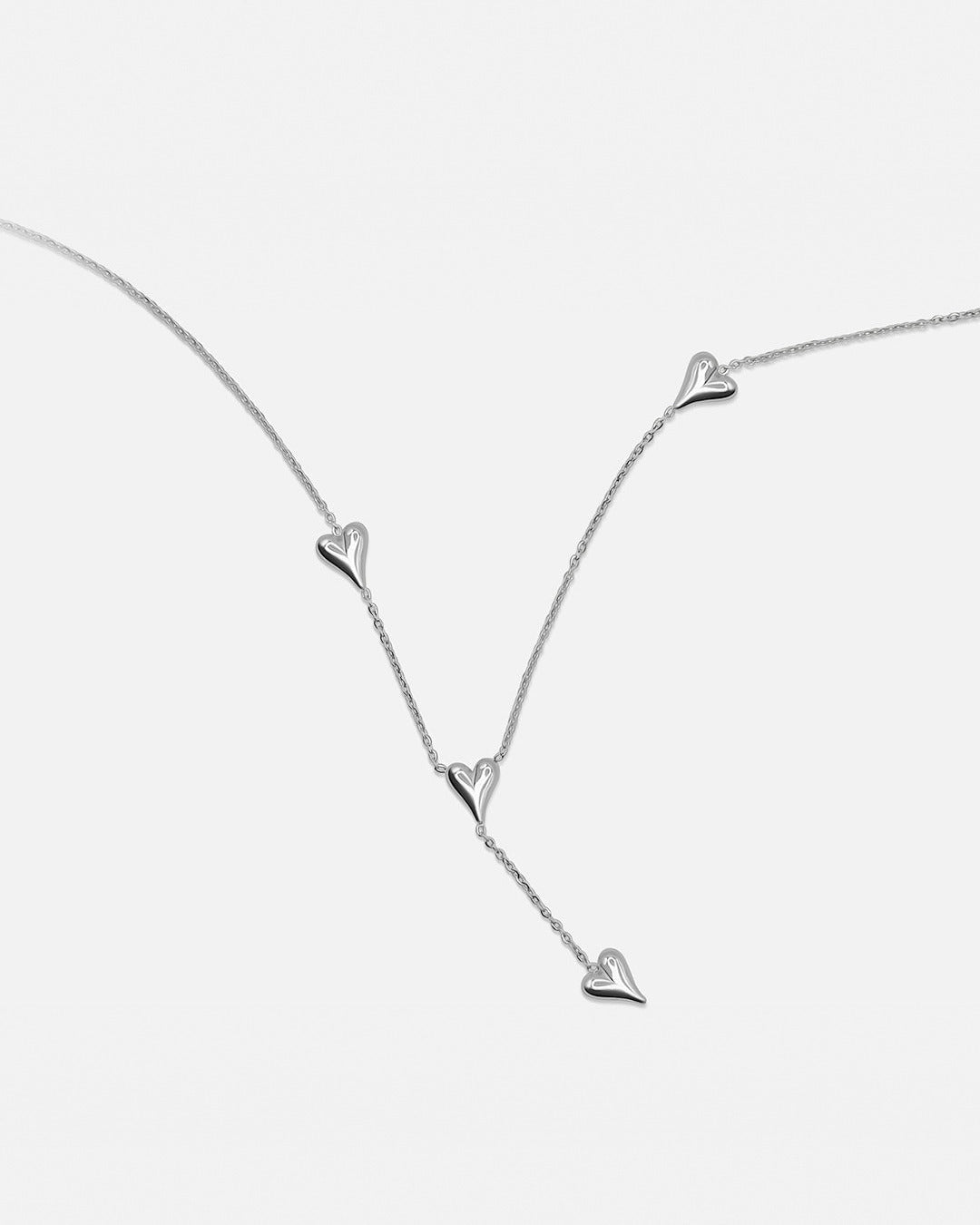 Love Heart Drop Necklace - Silver