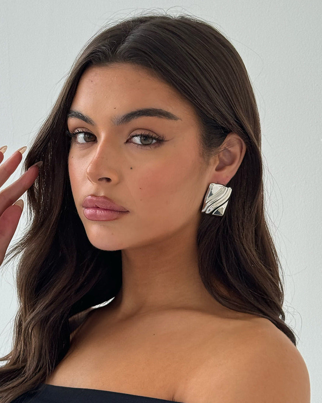 Textured Cube Earrings Silver