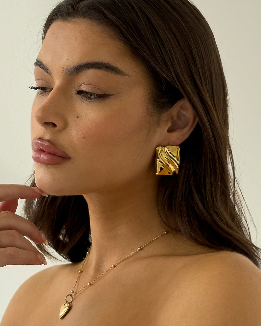 Textured Cube Earrings Gold
