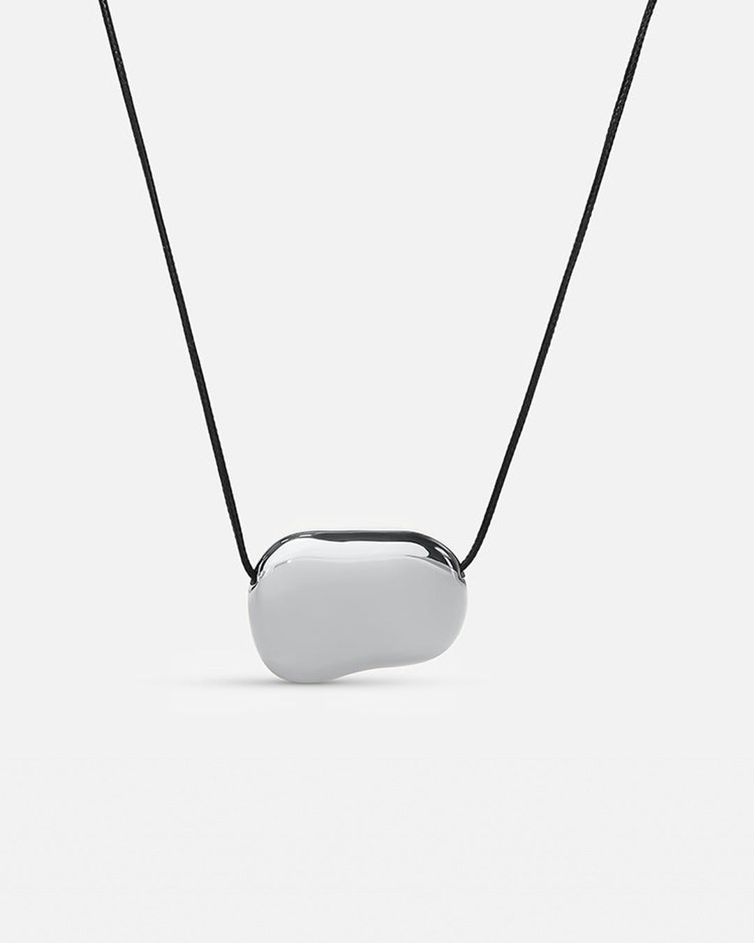 Cord Pebble Necklace - Silver