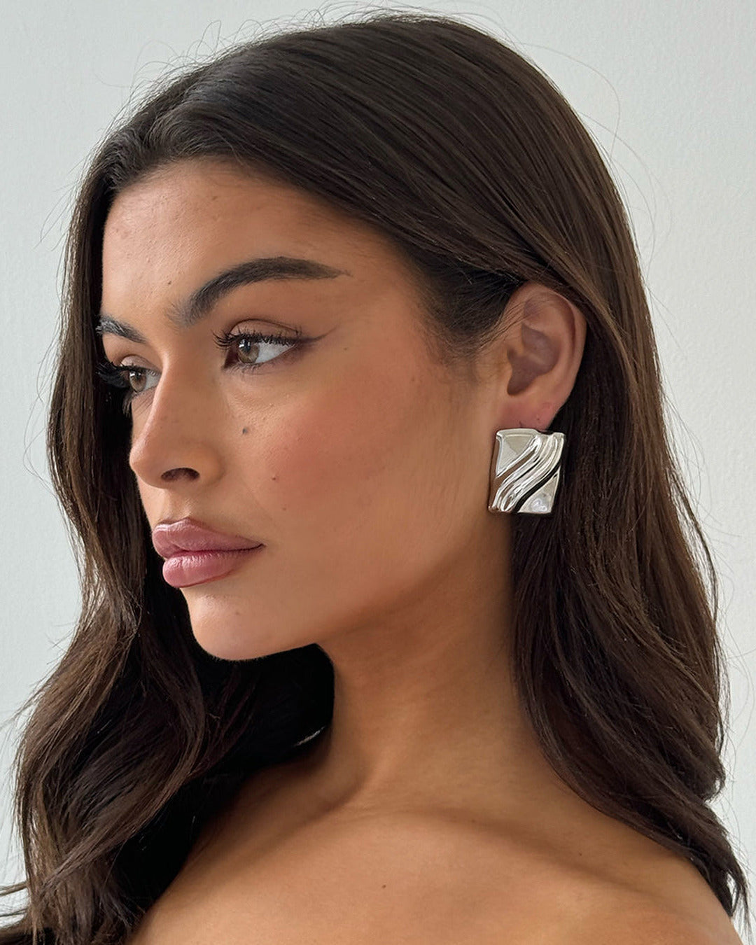 Textured Cube Earrings Silver