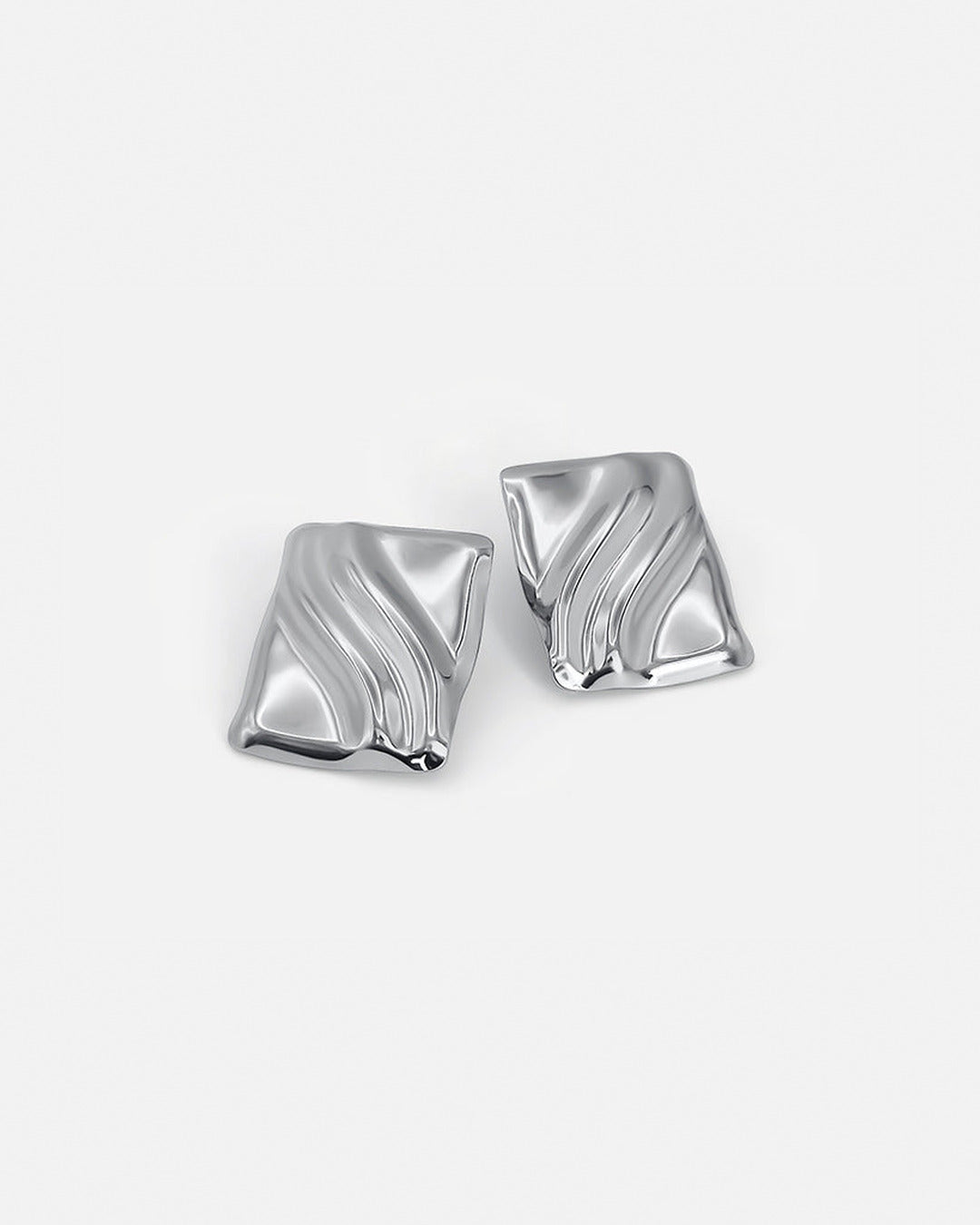 Textured Cube Earrings Silver