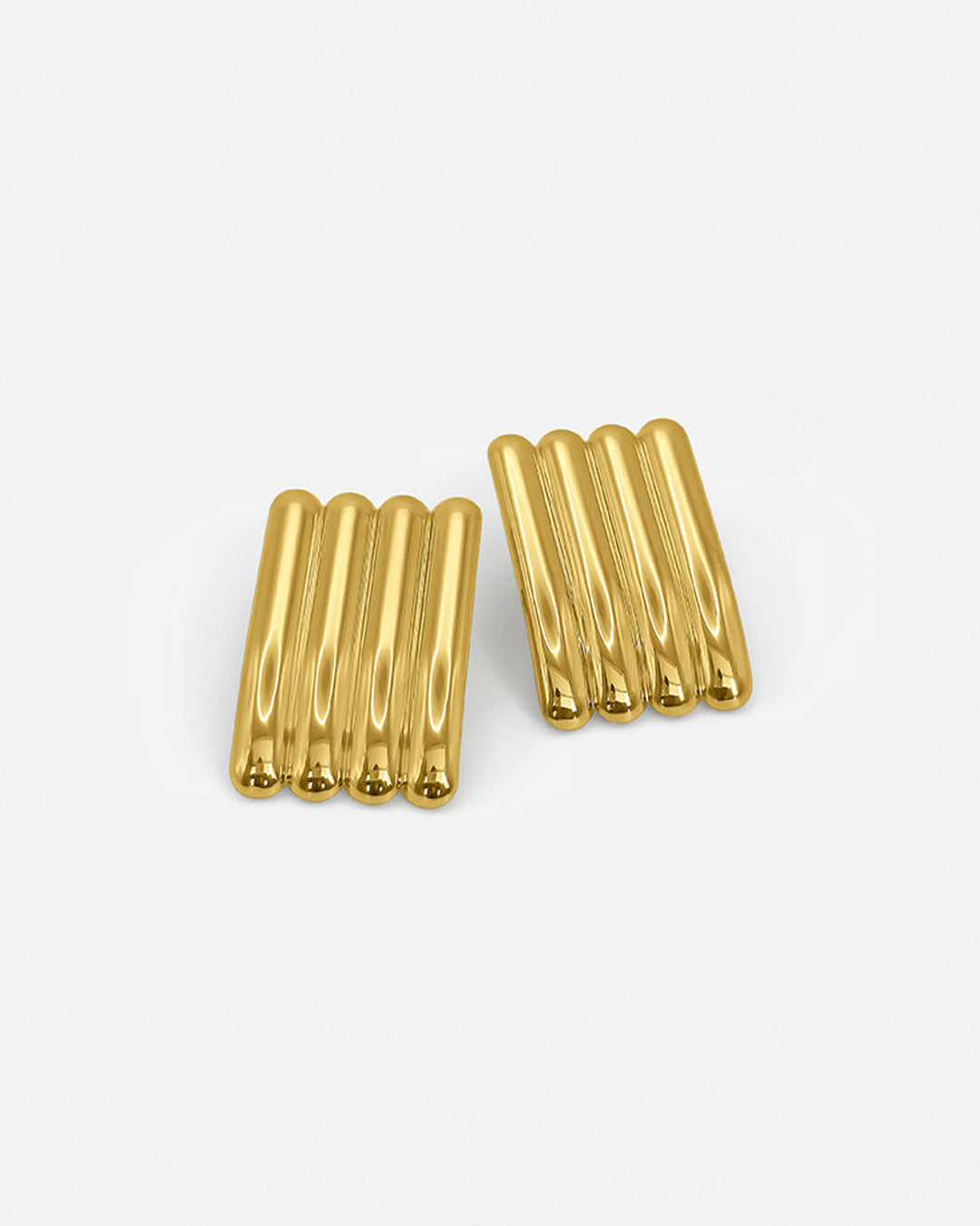 Long Ribbed Earrings Gold