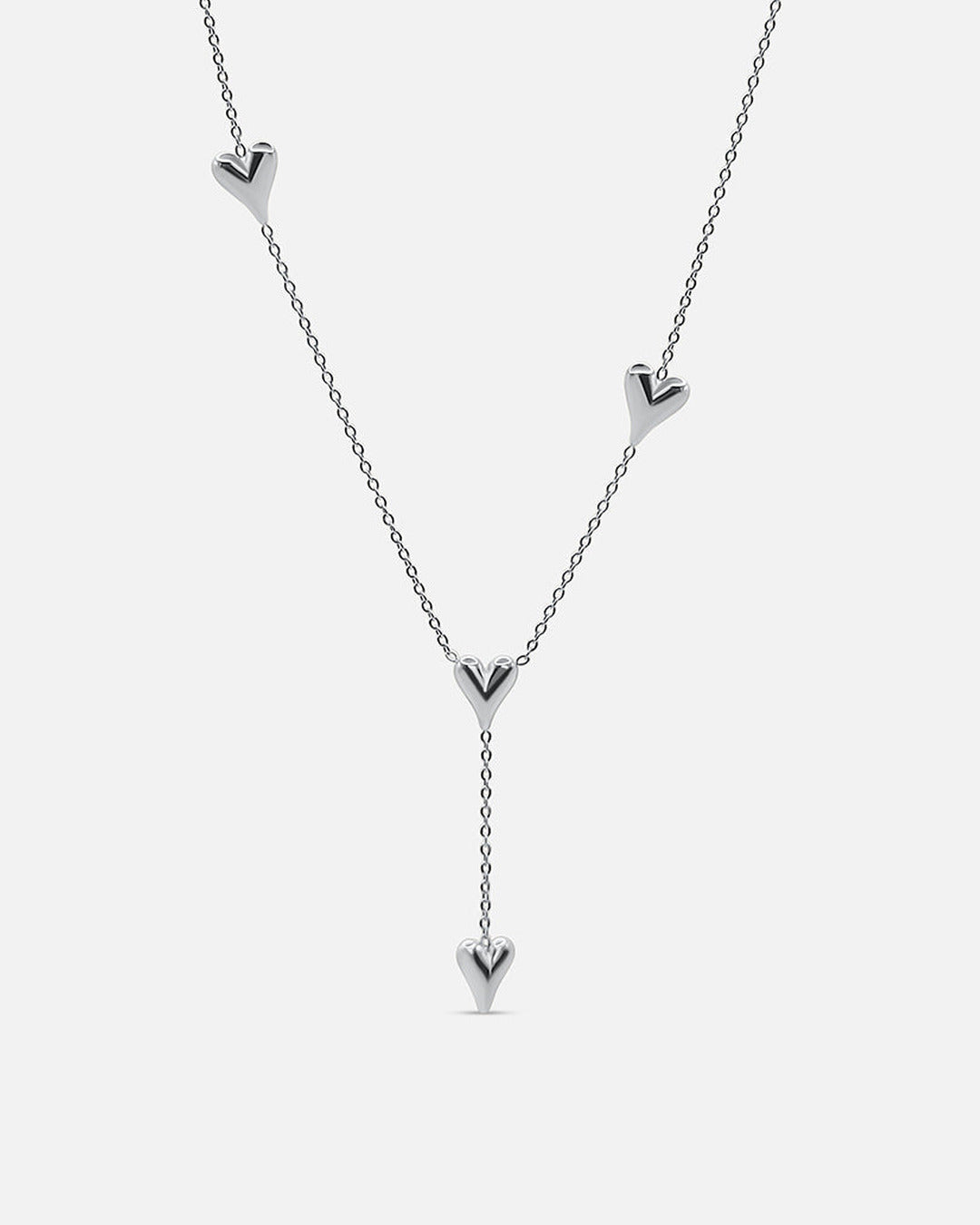 Love Heart Drop Necklace - Silver