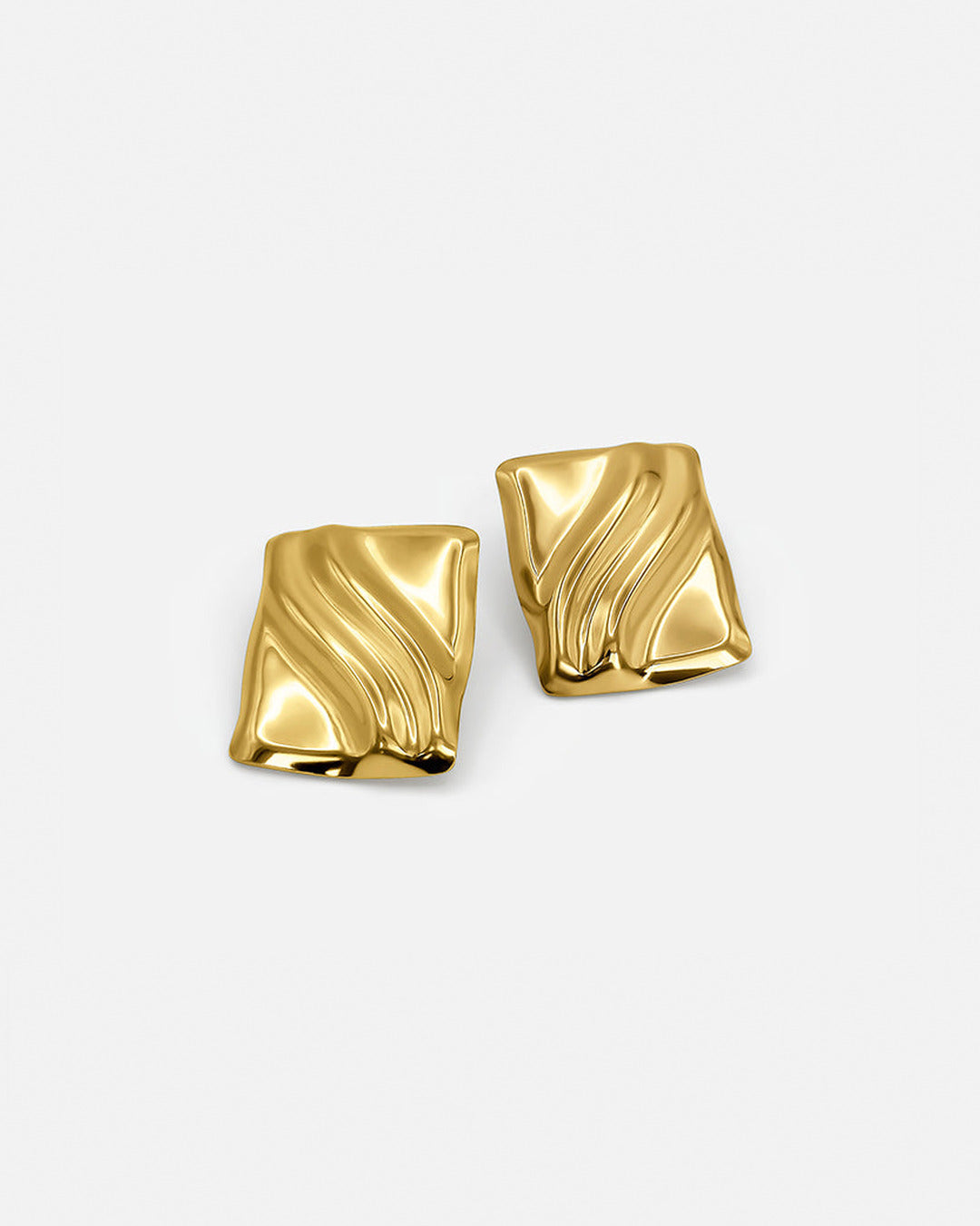 Textured Cube Earrings Gold