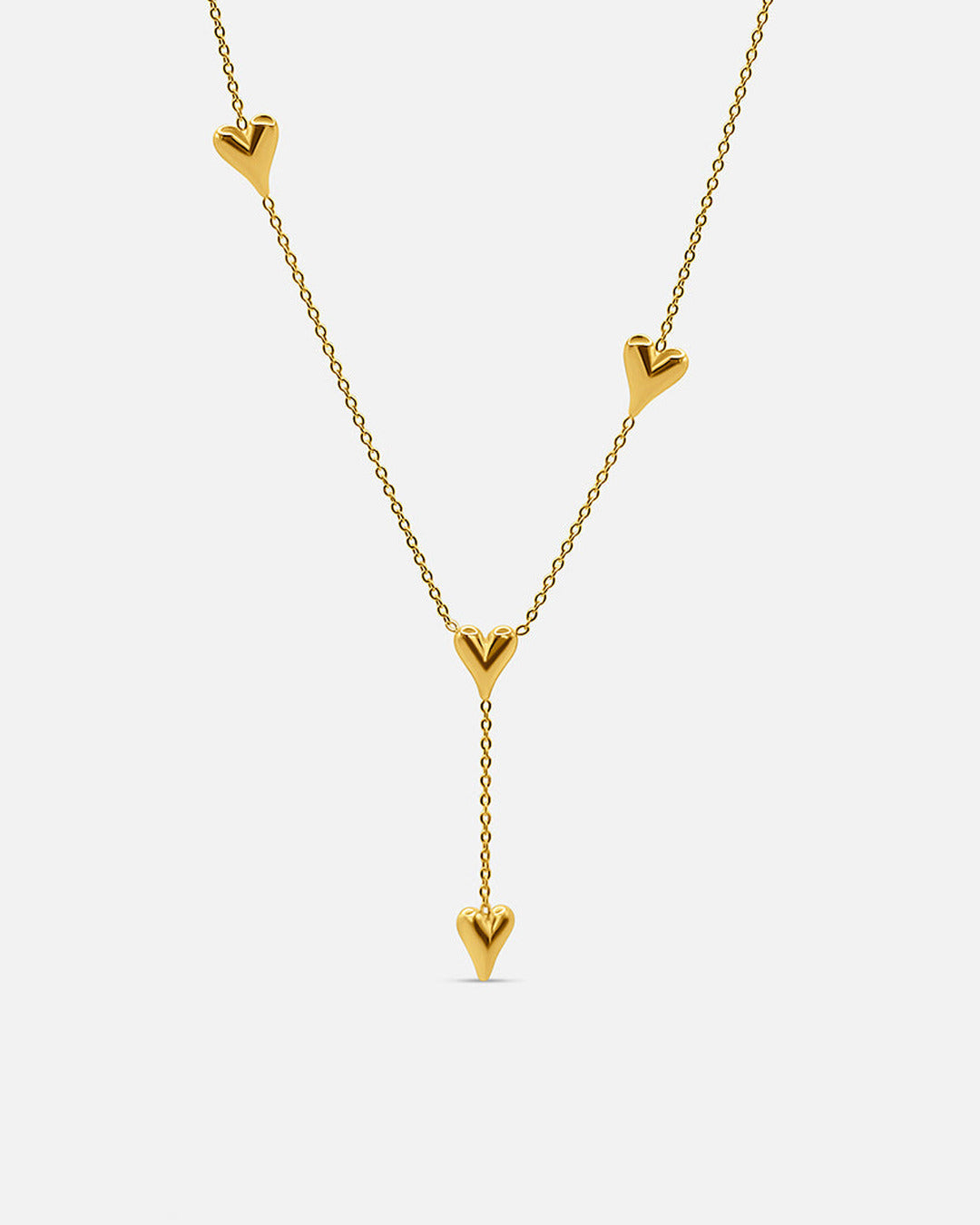 Love Heart Drop Necklace - Gold