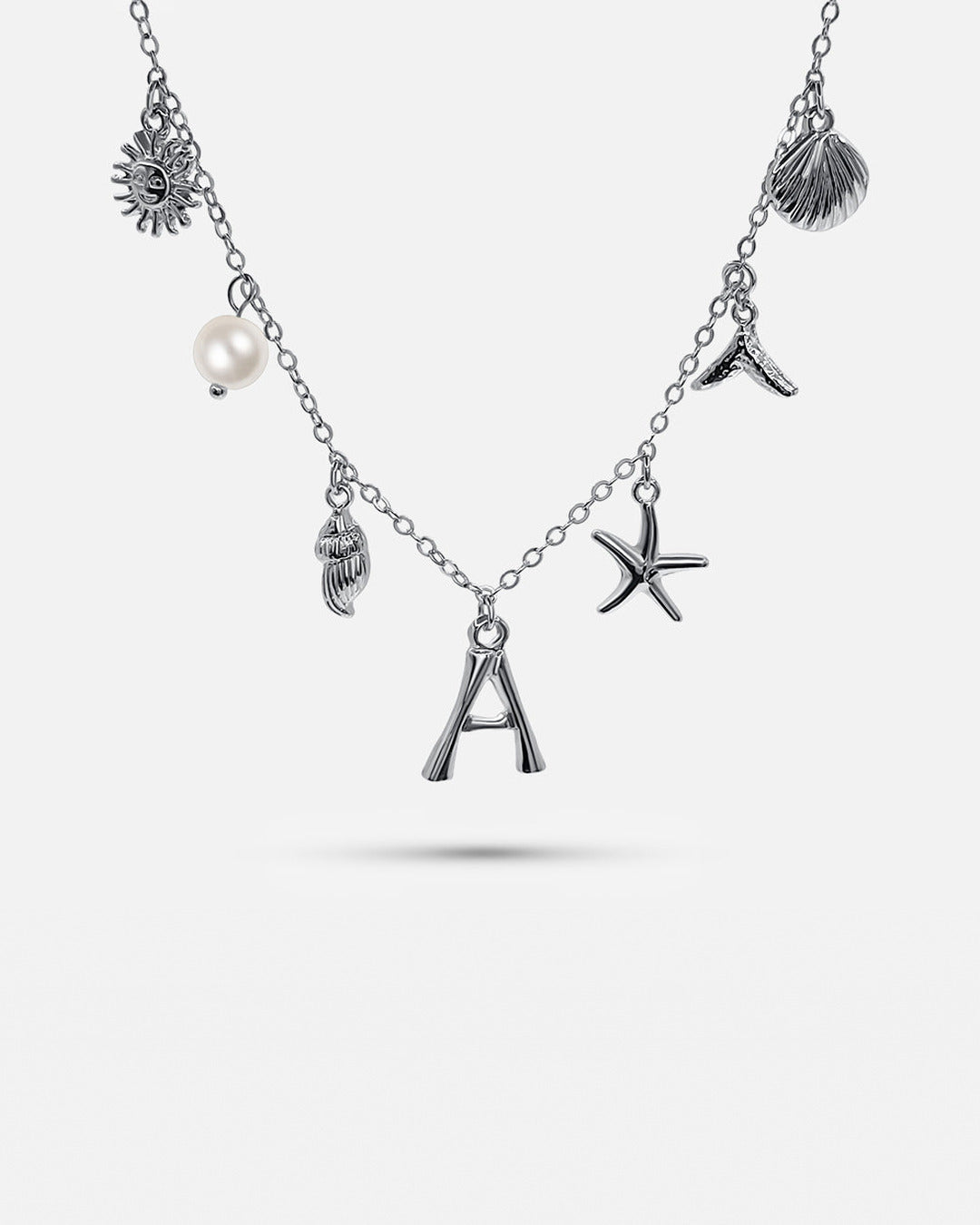 Silver Ocean Letter Necklace