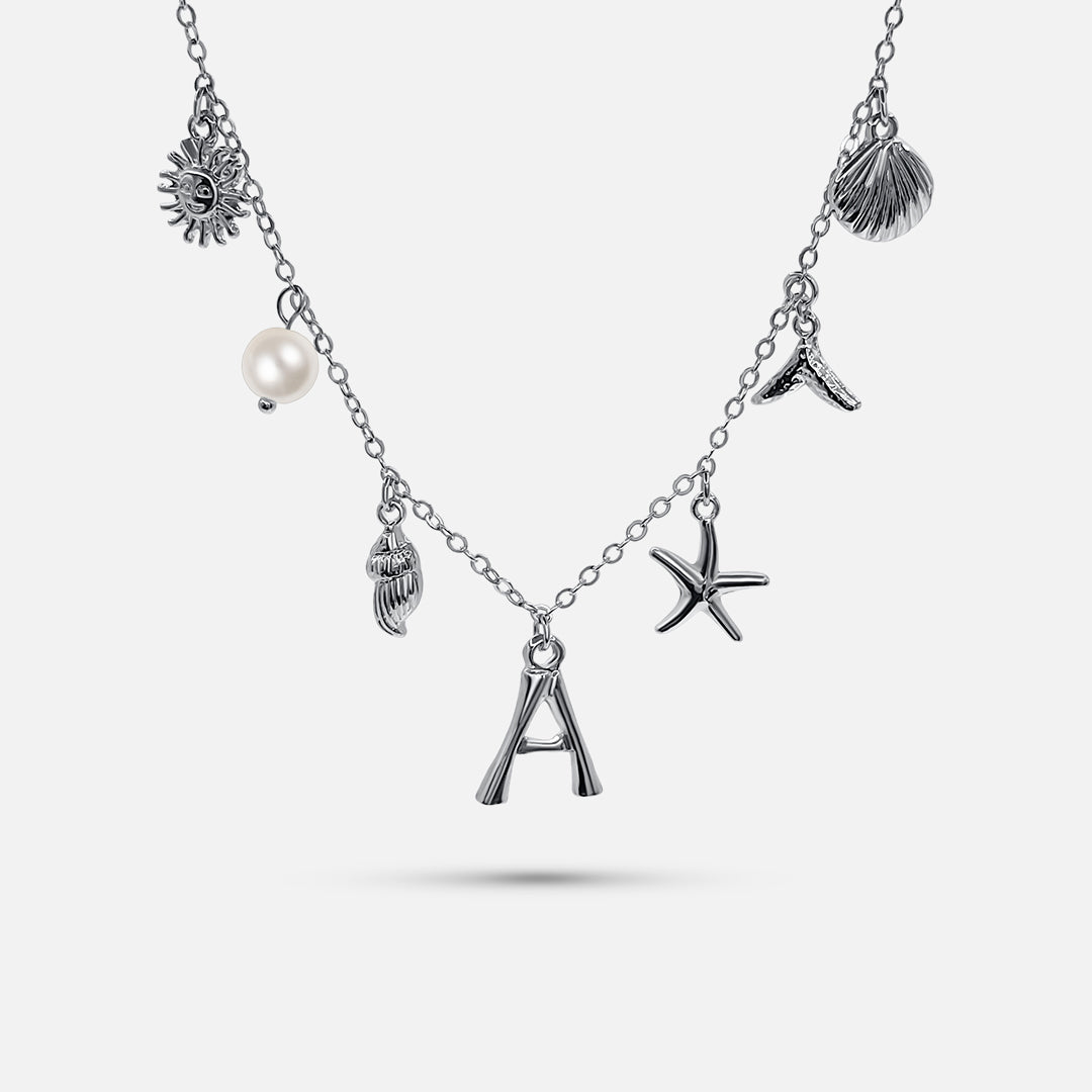 Silver Ocean Letter Necklace (Bundle)