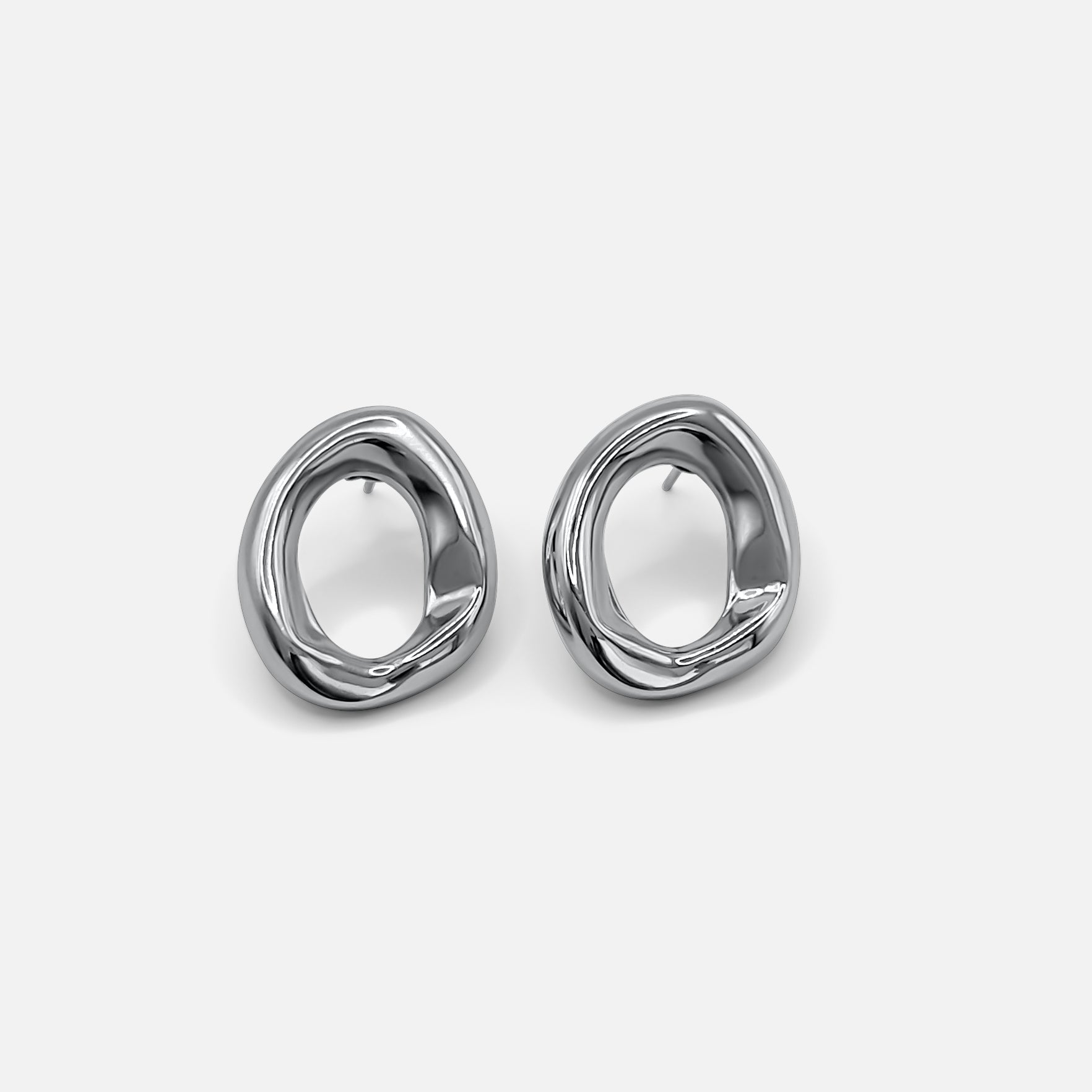 Mini Open Oval Earrings Silver (Bundle)
