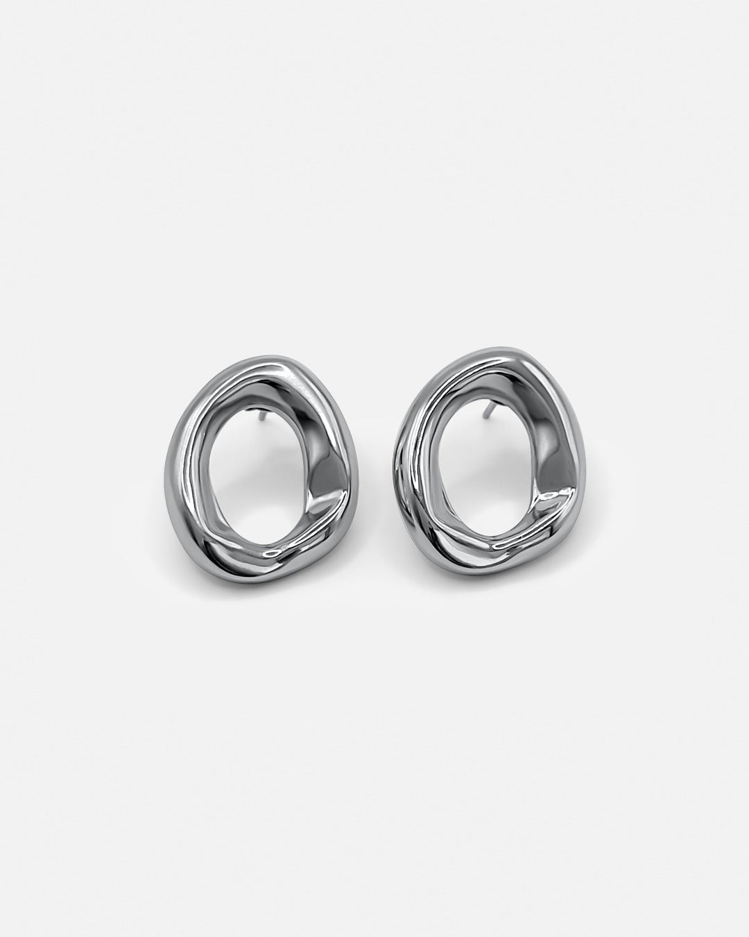 Mini Open Oval Earrings Silver