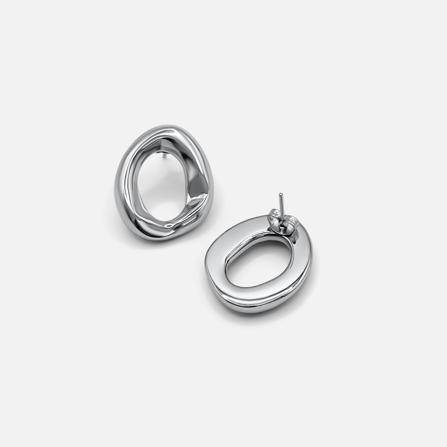Mini Open Oval Earrings Silver (Bundle)