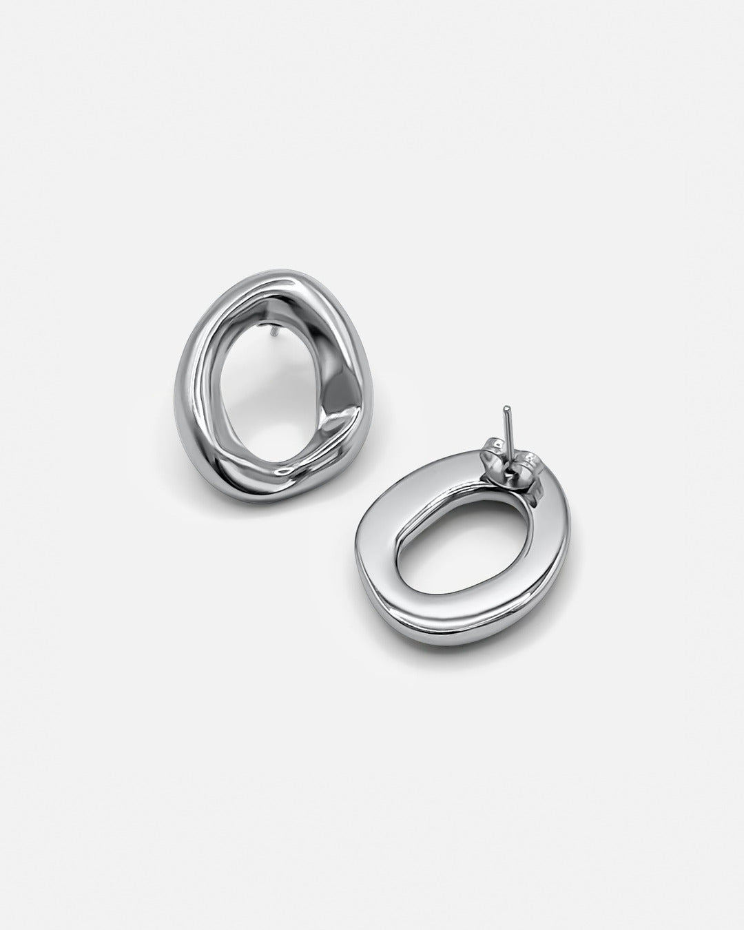 Mini Open Oval Earrings Silver