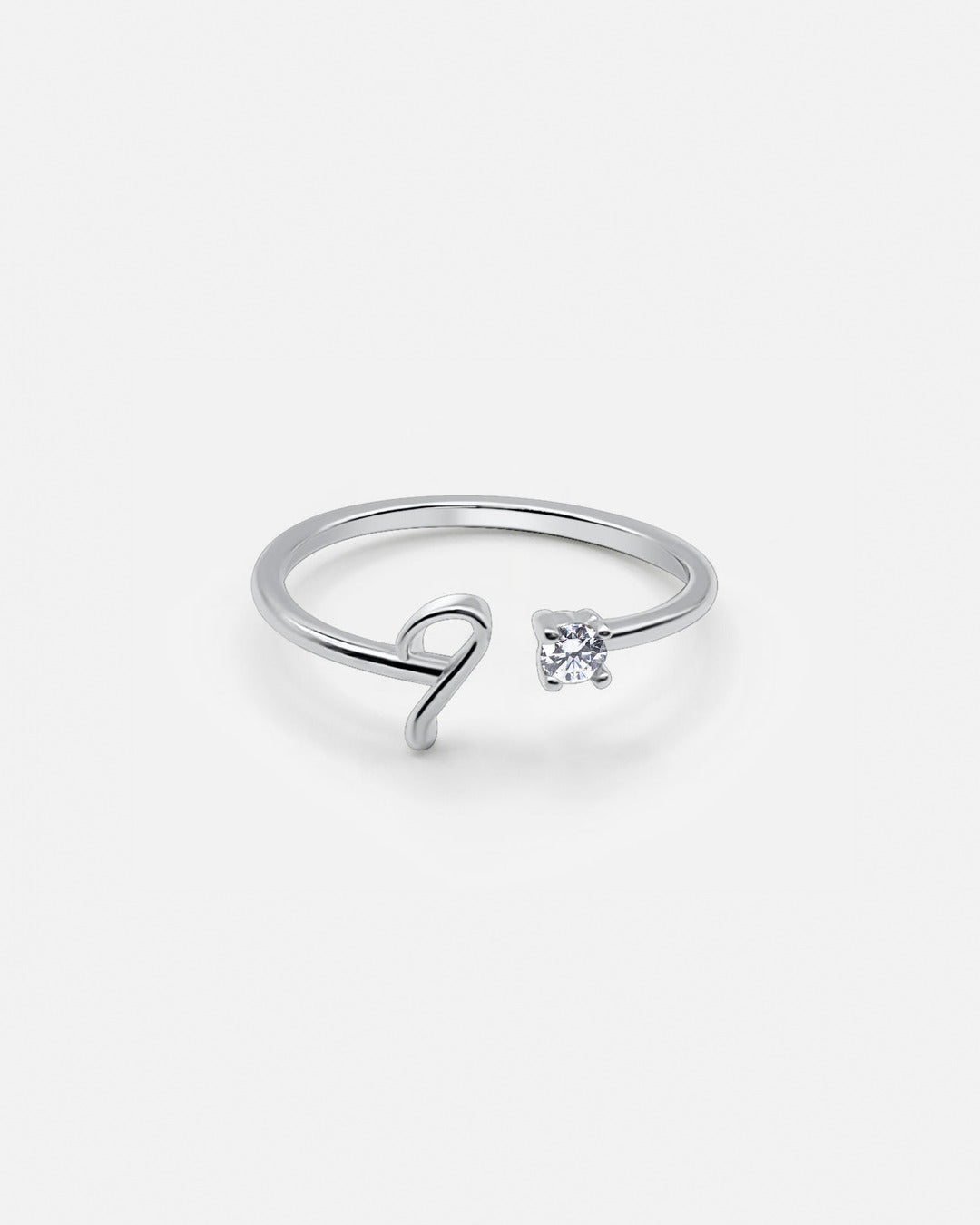 Adjustable Custom Initial Ring - Silver