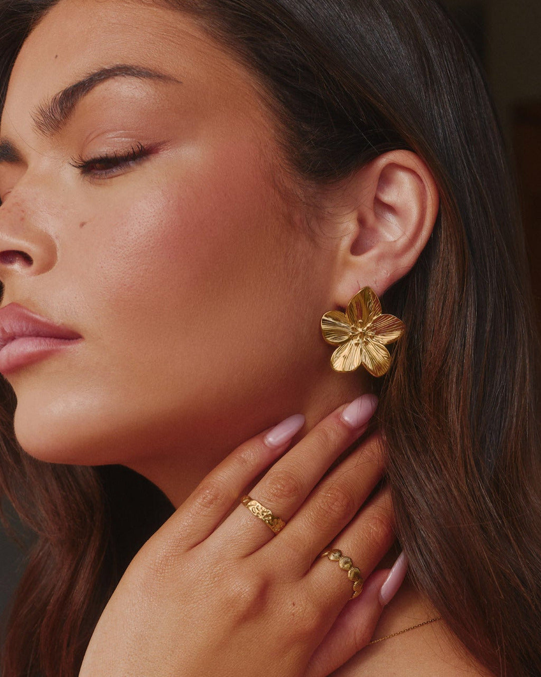 Flower Earrings Gold