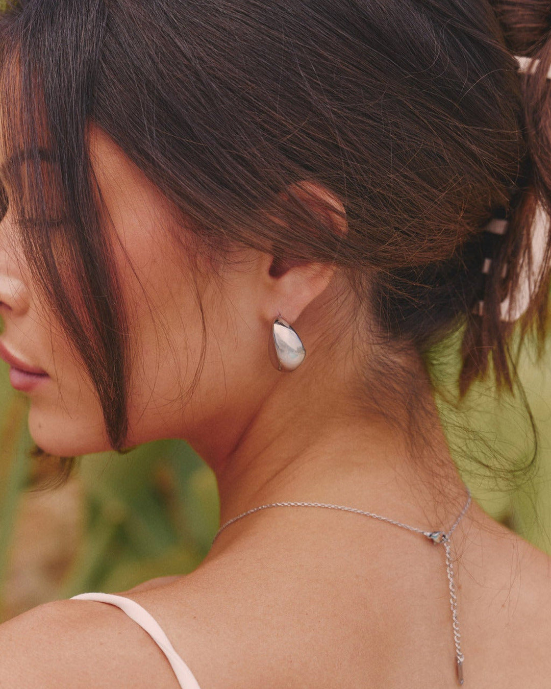 Pebble Tear Drop Earring - Silver