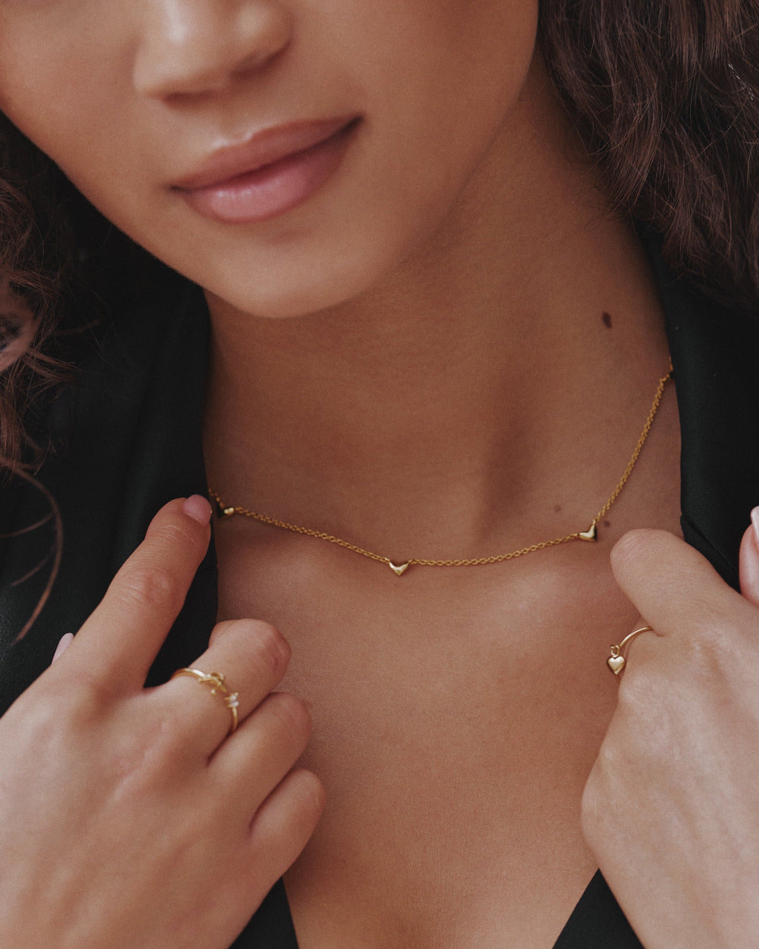 Fine Heart Charm Necklace - Gold
