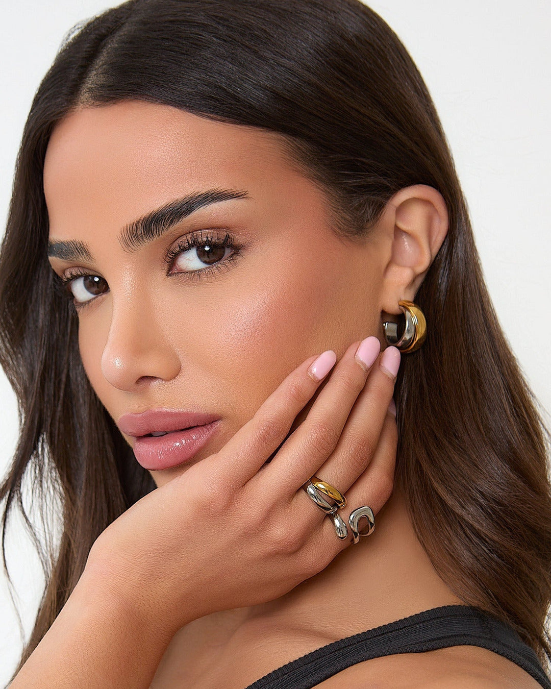 Two Tone Hoop Earrings