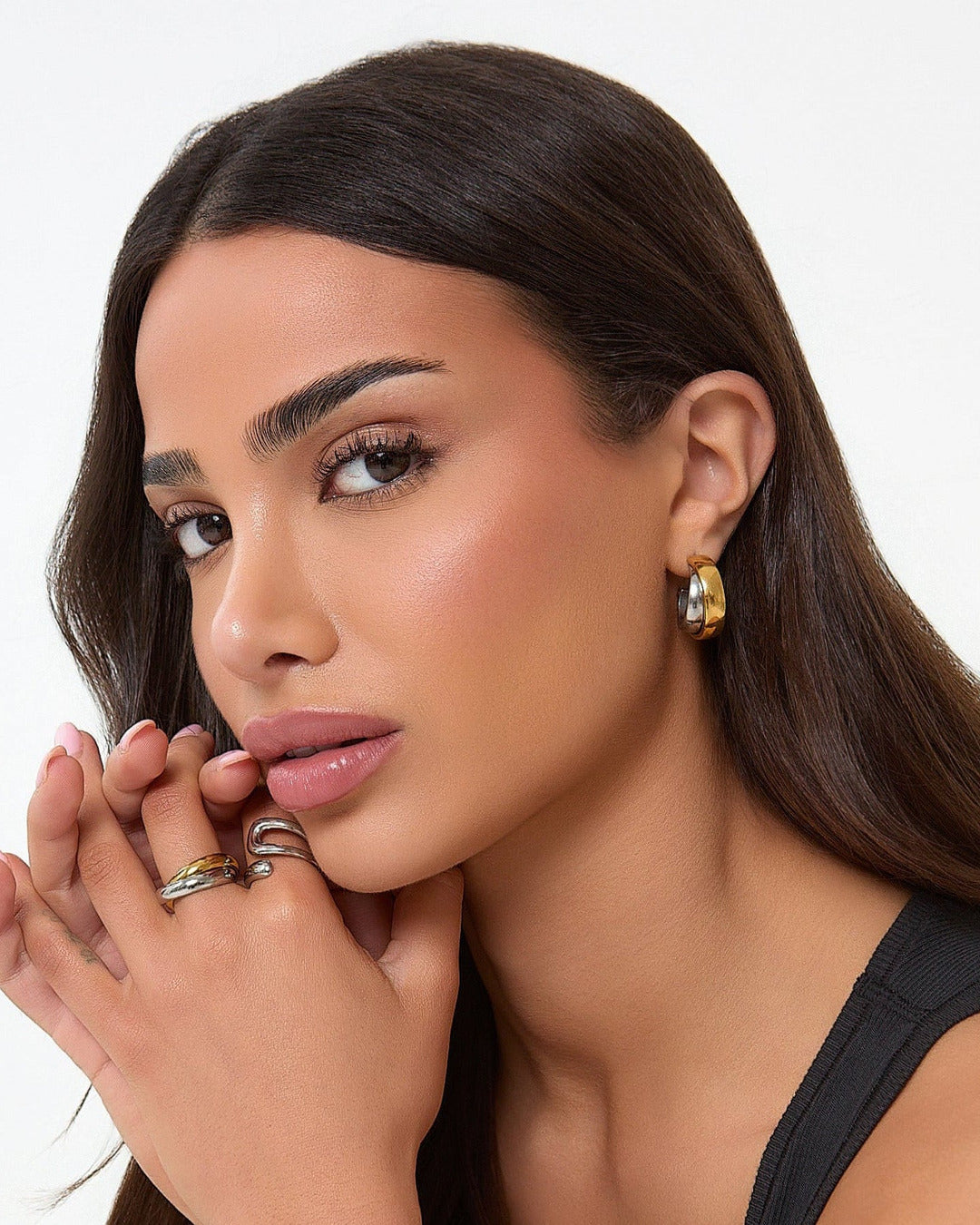 Two Tone Hoop Earrings