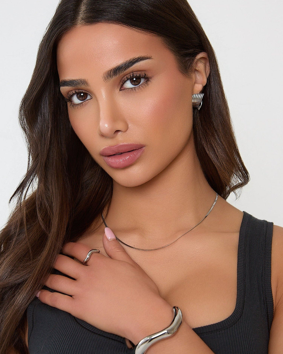 Silver Textured Necklace
